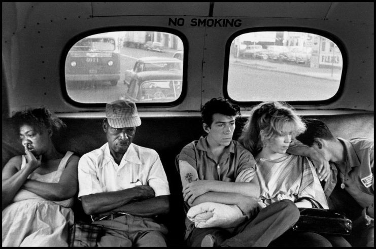 USA. New York City. 1959. Brooklyn Gang. On the way home by bus.